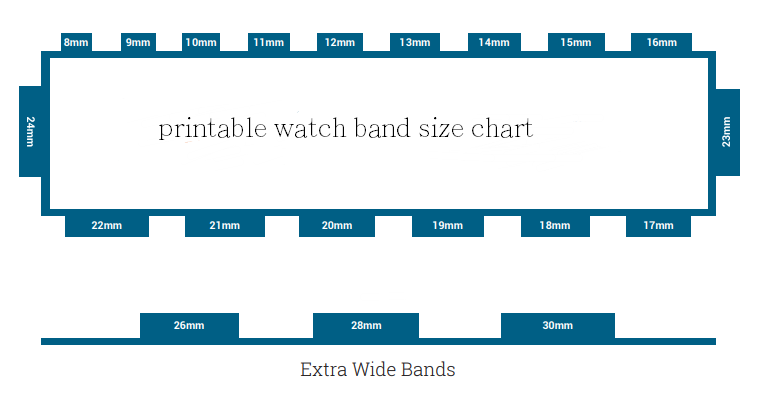 printable watch band size chart
